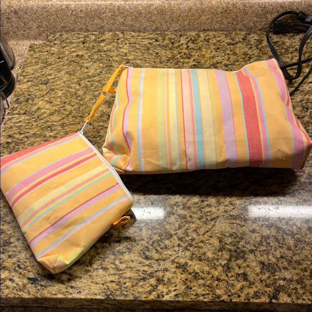 Striped Multicolor Cosmetic Bag Set